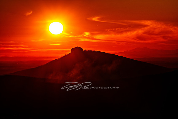 Pilot Mountain Sunset with Grandfather Mountain